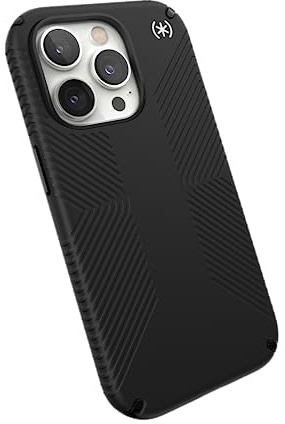 Speck Presidio2 Grip MagSafe - rutschfeste iPhone 14 Pro Hülle (Schwarz/Schwarz/Weiß)