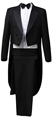 Trajes de esmoquin para hombre, ajuste ajustado, formal, espectáculo de magia, chaqueta de músico, cosplay, traje de lujo, chaqueta de fiesta de príncipe, chaqueta de corte (negro, M)