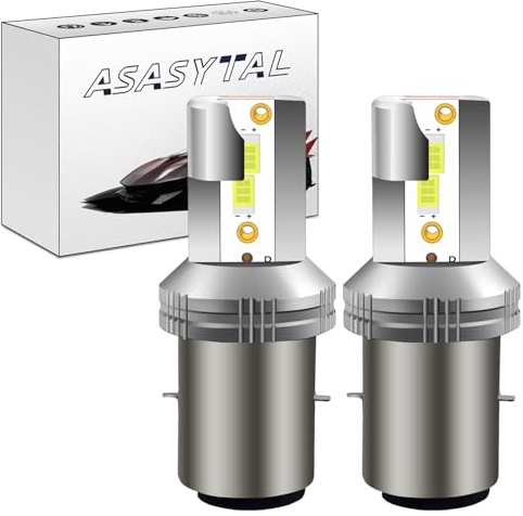Asasytal Ba20d S2 LED Bombilla Faro de Motocicleta, DC 12V/24V 20W Haz Alto/Bajo CPS Faro, +350% Súper Brillante 2500 Lúmenes, 6500k Blanco Xenón Lámpara Para la Motocicleta de Moto, Scooter, 2 Piezas