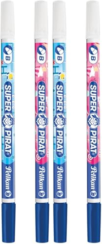 Pelikan 921734 Cancellino Inchiostro Super Pirat 850B/2/B a Doppia Punta, Correttore a Penna Punta B, 2 Pezzi, Rosa - Blu, 2 Correttori (Confezione da 2)