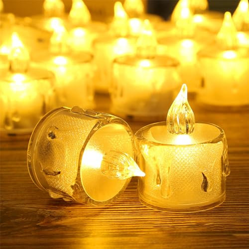 Samaly Battery Operated Tealights Candles, 24 Pack LED Candles Tea Lights for Party Wedding Birthday Mother's Day Gifts(Batteries Include)