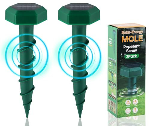 Maulwurf Vertreiber Solar Ultraschall Ohne Ton, Hillylolly 2er Pack Maulwurf Vertreiber Solar, Maulwurfschreck Batteriebetrieben, Maulwurfschreck Solar Testsieger, Wühlmausschreck OHNE Karbid