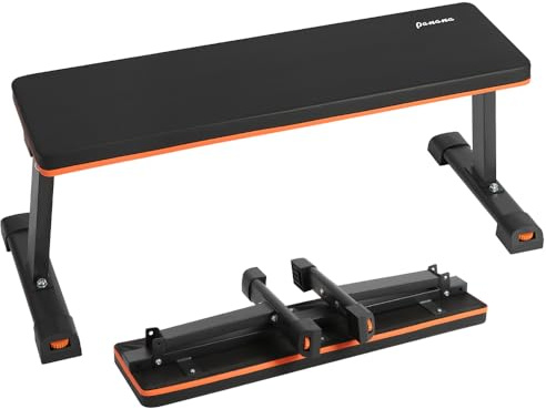 Panana Foldable Weight Bench for Home Gym, Heavy Duty Flat Workout Bench 450lbs Capacity, Multifunctional Exercise Bench for Full Body Strength Training, Space Saving