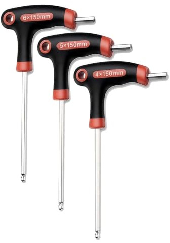 yuentoen 3-teiliges T-Griff Schlüssel Satz (4-6mm), T Griff Schraubendreher Set,Innensechskantschlüssel mit Kugelkopf für Fahrrad,Winkelschraubendreher Set ﻿