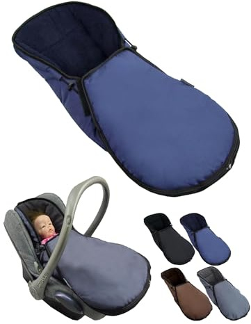 BambiniWelt Winterfußsack für Babyschale – kompatibel mit Maxi Cosi Gruppe 0+ – Thermofleece, waschbar – warm, weich & passend für 3-Punkt-Gurtsystem, Farbe: marine