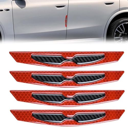 BQRKOTM 4 Pièces Protections de Bord Porte de Voiture, Protecteurs Bord Porte de Voiture Réfléchissant, Autocollants Fibre de Carbone, en Caoutchouc de Qualité Supérieure