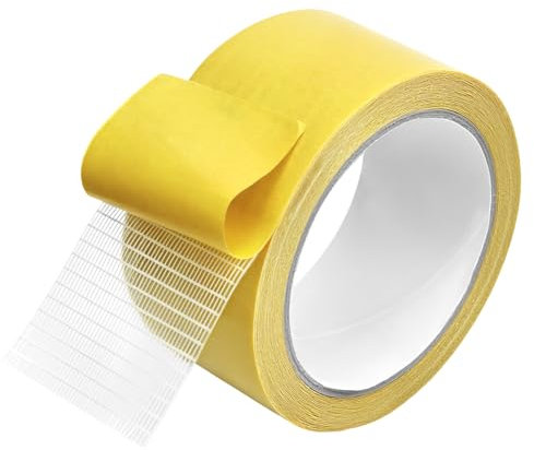 QWORK® Cinta adhesiva para alfombras, 48mm x 10m cinta para alfombras doble cara, cinta para alfombras antideslizante