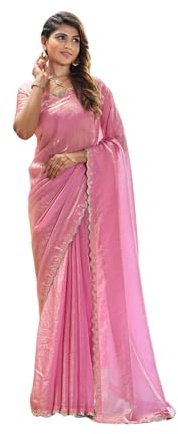 Craftstribe Art Silk Heavy Handwork Zircon Lavender Saree For Women With Blouse Piece