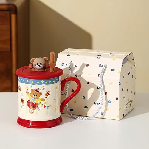Taza de Cerámica con Cofre Regalo: Diseño Divertido de Osito para Desayunos y Cafés – ¡Perfecta para Madres y Niños!