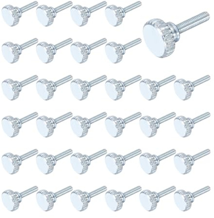MECCANIXITY 40 Pcs M3x10mm Knurled Thumb Screws, Carbon Steel Zinc Plated Flat Knurled Head Fully Threaded Screw Bolts Fasteners for Home, Machine