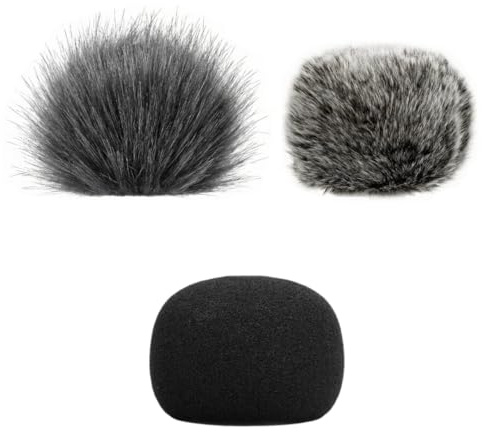 99KOLB Microphone Windscreen 3-Piece Set for Zoom H1 Essential, Long and Short Hair Furry Plus Foam Cover, Wind Noise Reduction for Indoor and Outdoor Recording