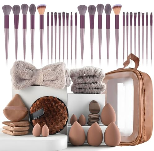 GZWY Lot de 40 pinceaux de maquillage professionnels pour femme, avec Sol de Janeiro, Charlotte Tilbury, Real Techniques, Victoria Secret