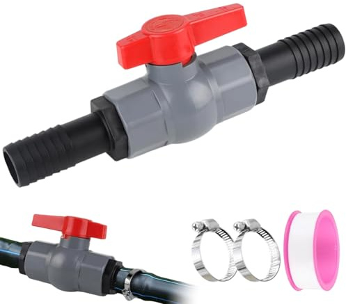 Slangkoppling kulkran, PVC-kulventil 40 mm, avstängningsventil pool med inre gänga 40 mm och slanghylsor 32 mm, poolslangkontakt för pool, dammbyggnad, akvaristik (32 mm)