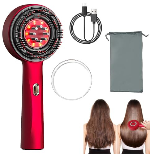 BIZOI Kopfmassagegerät Elektrisch, 3-in-1 kopfhaut Massagebürste mit Hair Oil Applicator, Elektrische Haarbürste mit Rotlicht Serum-Flüssigkeitskabine, 3 Stufig Einstellbar, 360° Haar Kopfhautpflege