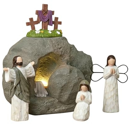 La Scena Pasquale Della Tomba Vuota - Decorazione Religiosa Primaverile, Esposizione Della Resurrezione Cristiana, Tomba Pasquale Ispirata Alla Fede | Espositore Per Sculture Per Mensola Da Ufficio, A