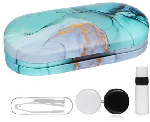 Vaguelly Custodia per Occhiali Doppio Strato Portatile in Pu, Scatola Resistente per Occhiali da Vista e Lenti a Contatto, Design Compatto per Uso Domestico e Viaggi