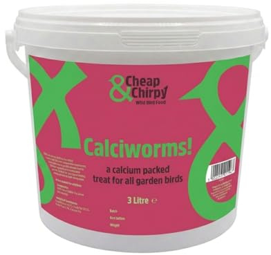 Cheap & Chirpy Calciworms for Wild Birds – Vaschetta da 3 litri – Cibo per anatre e cigni e ricci, tasso, tartaruga (la confezione può variare)