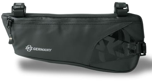 SKS GERMANY EXPLORER EDGE Fahrradtasche, Fahrradzubehör (Rahmentasche aus gummiertem, wasserabweisendem Gewebe, laminierte Reißverschlüsse mit ergonomischem Easy-Zip, Volumen: 1 l), schwarz