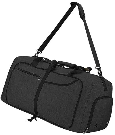 NEWHEY Reisetasche Groß 65L Faltbare Reisetaschen Leichte Sporttasche für männer mit Schuhfach für Weekender Herren Damen Duffel Taschen Schwarz