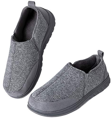 LongBay Men’s Slippers Indoor Outdoor House Shoes with Memory Foam Non-Slip | Summer Breathable Jersey, Dual Elastic Gores, Soft Insole, Non-Slip Rubber Outsole, Home Office, Garden, Camping Wear, Gift