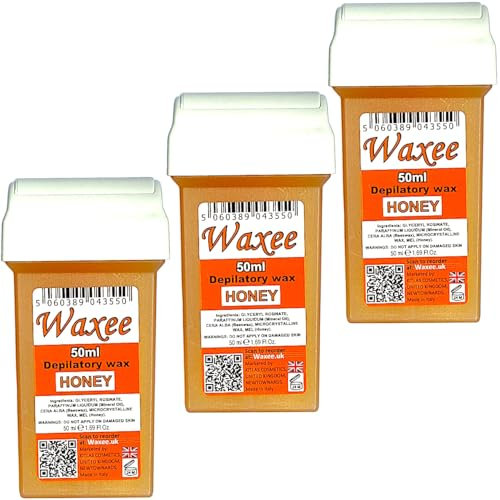 Waxee compatible for Veet EasyWax 50ml roll on wax replacement roller cartridge HONEY (3 x 50ml roll on wax cartridge)