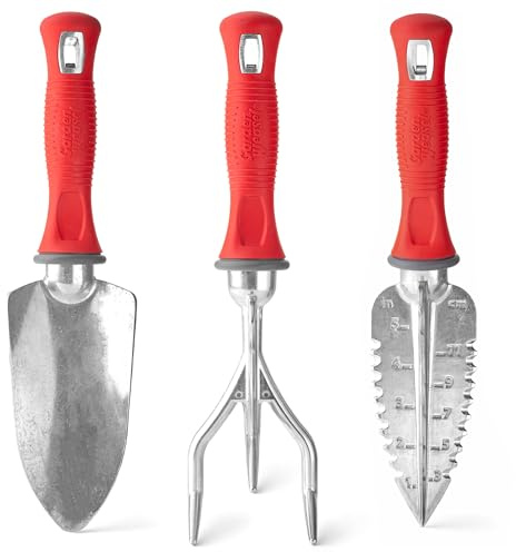 Garden Weasel 3-Piece Hand Tool Combo Set | Trowel, Transplanter and Cultivator | Heavy Duty Lawn and Garden Set, Digging, Planting, and Weeding | 91370-Q | Gift for Mom, Idea