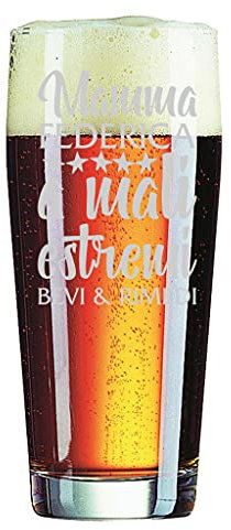 Colorfamily Bicchiere da birra Mamma con Incisione Personalizzabile Festa della Mamma A mali estremi bevi & rimedi - Bicchiere in vetro 40 cl