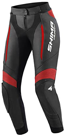 SHIMA Femme Miura 2.0 Pantalon de moto, Noir/Rouge, 38 EU