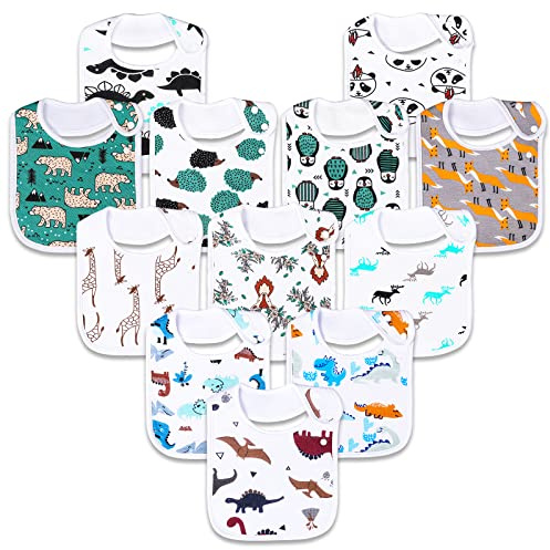 Glattol Baby haklappar supermjuk och absorberande 100 % ekologisk bomull baby bandana dregel haklappar set för pojkar flickor nyfödd, unisex 3-24 månader 12-pack