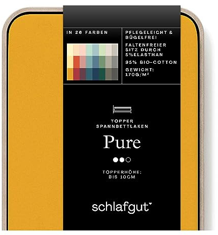 Schlafgut Pure Topper Spannbettlaken bis 200x220 cm, Yellow Deep aus 100% Bio-Baumwolle