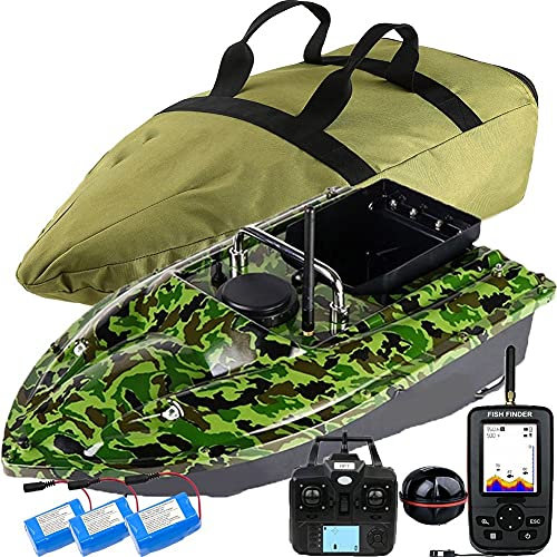 100 500m GPS RC Fiske Bait Båt Speedboat Carp Bait Post Båt med LCD GPS Sonar Sensor Fishfinder, Handväska, Batteri, SBOTTON-8571 (Color : Camo GPS Boat Set 3)