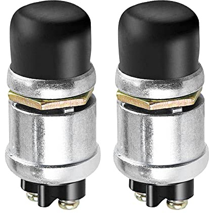 VOANZO Lot de 2 interrupteurs de démarrage à bouton-poussoir 12 V/24 V étanches - Pour klaxon, moteur, voiture, camion, tracteur, bateau