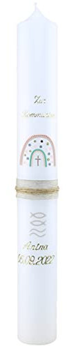 Cerziies® Kommunionkerze Anina Junge oder Mädchen mit Name und Datum, individuell und handverziert 1762, Kerzengröße :ca. 40x4