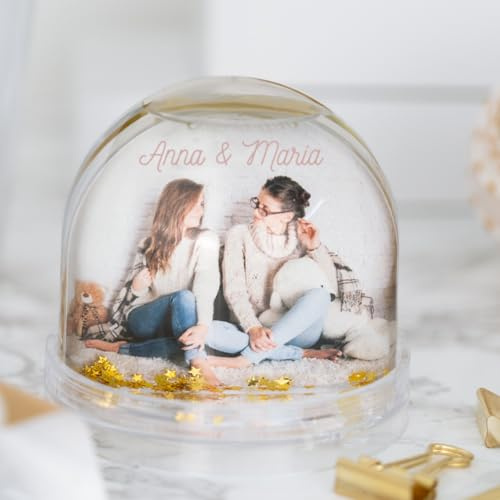 Wanapix | Bola de Estrellas Personalizada con 2 Fotos | Personalizado con Foto y Texto | Relleno de Estrellas | Regalo Original para San Valentín | 8,5ø x 9cm - Esférica