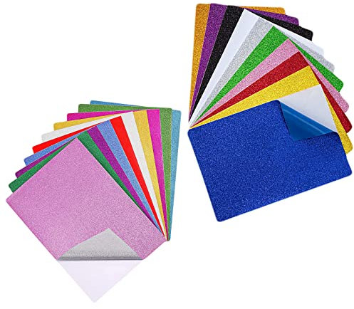 20 Stück Bastelpapier, Glitzerpapier, Glitzer Basteln, Moosgummi Platten, Glitzerpapier zum Basteln, Moosgummi, Glitzerpapier, A4 Farbiges Glitzerpapier, für Grußkarten, Aufkleber, Fotoalben