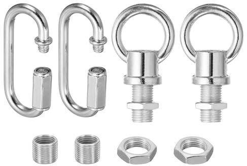 PATIKIL M10 Lamp Female Loop Holder with Chain Quick Link, Lifting Eye Nut Hook Ring Structural Support to Chandelier Lighting Fixtures, 44 Lbs Load Silver