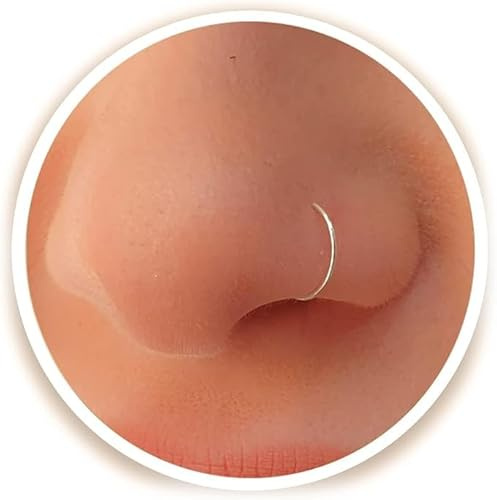 UNIMERCADO EXTRA THIN Sterling Silver Nose Rings Small Plain Nose Rings 0.6mm-8mm Tiny Nose Hoop,Silver Small Hoop Earrings,Suptum Ring,Lip Rings,Conch Daith Helix Rook Super Snug Nose