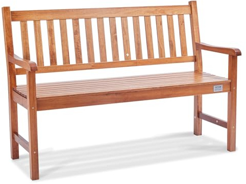 VEVOR Gartenbank Terrassenbank aus Holz, 127 cm Parkbank Ruhebank 363 kg Tragkraft, 3 Personen Garten- und Parkbank mit Rückenlehne & Armlehnen, Vintage Sitzbank für Garten, Park, Hof, Veranda usw.