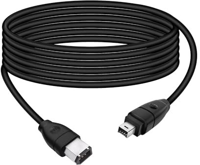 RIIEYOCA 1.8M IEEE 1394 Firewire 4-Pin Male to 6-Pin Male Cable, iLink Adapter Converter Cord for Digital Camera, Camcorder, Laptop, DV, Black(4 to 6)