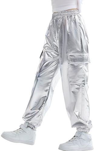 Rolanko Flickor Hip Hop Byxor Barn Cargobyxor Elastisk Jogger för Streetwear Dans