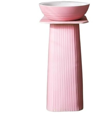 Lavabos de pedestal Fregadero de pie de piso rosa, lavabo de baño con pedestal de cerámica, lavabo redondo de 15,7 pulgadas, lavabo de columna de tres piezas, combo de lavabo de baño Lavabo de Baño(A)