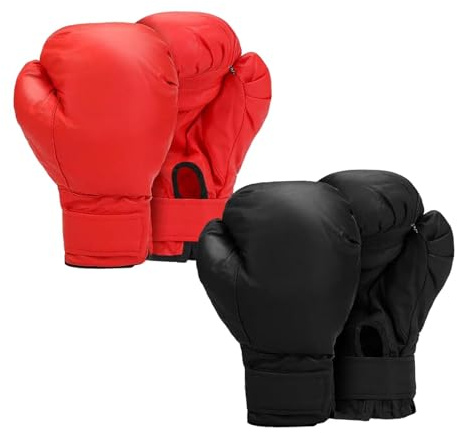 FLCPJGV Lot de 2 Paires de Gants D'entraînement de Boxe en Cuir PU Résistant Aux Chocs pour Adultes et Enfants, Gants de Sparring pour Karaté, Muay Thai, Adultes
