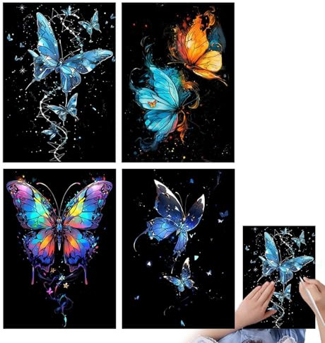 Générique Papier de Peinture à Gratter Arc-en-Ciel - Kit de Bricolage d'art Qui pour Adultes, Filles et Garçons
