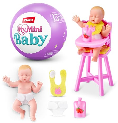5 Surprise My Mini Baby Serie 2 di ZURU, capsula misteriosa da collezione, giocattolo per bambine, bebè realistico in miniatura, set da gioco e accessori