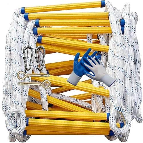 3m Fire Escape Ladder, Heavy Duty Multi-Purpose Rope Ladder with Hooks, Emergency Safety Rescue Ladder for Window Balcony, Ideal for Home and Office Use.