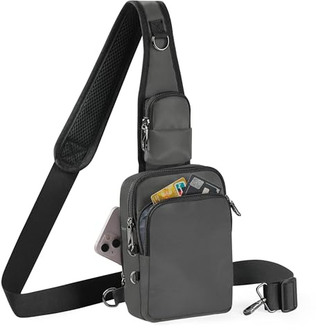 Tibroni Anti Diebstahl Umhängetasche Chest Crossbody Bag Brusttasche Herren Damen Schultertasche Wasserdicht Sling Bag Tasche Klein Handtasche mit Reißverschluss Lock und RFID-Blockierung