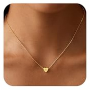 VIROMY Gold Heart Initial E Letter Pendant Necklace for Women 14K Gold Plated Charm Box Chain Dainty Personalized Jewelry Gift