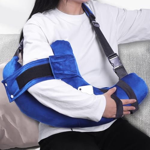 KUAZIDAR Almohada para Hombro y Cabestrillo Postoperatorio - Acolchada Manguito Rotador, Almohada para Dormir de Lado Adultos, Soporte Ajustable Recuperación Lesiones Dolor Hombro, Azul Marino
