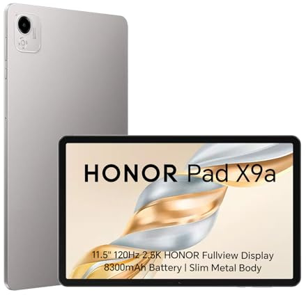 HONOR Pad X9A Tablette, 11.5 Pouces 120Hz 2,5K Display, 6Go 128Go, Batterie de 8300mAh, Qualcomm 6nm Snapdragon 685, 4 Haut-Parleurs, Métal Body, WiFi Tablet Tactile MagicOS 9, Gris
