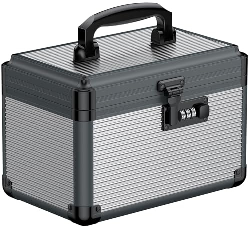 Uniclife Boîte de Sûreté pour Médicaments, 24 x 15,2 x 16,5 cm, Boîtes Médicaments Portable avec Serrure à Combinaison & Poignée, Boîte Rangement Métallique Verrouillable, Coffret Sécurité Médicament